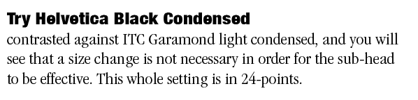 Helvetica and Garamond setting at 24 point
